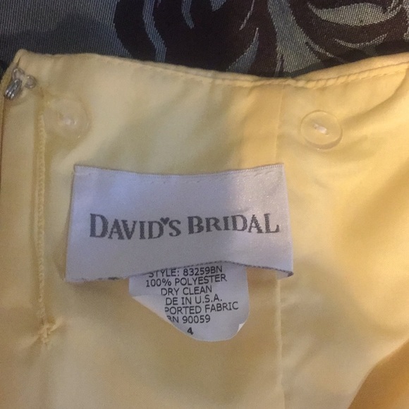 Davids bridal canary yellow formal dress with sash - Picture 5 of 6